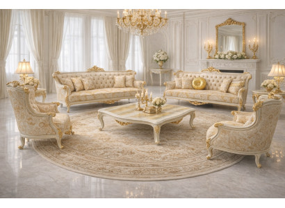 Stilvolles Wohnzimmer-Set mit 3+3+1+1-Sitzern und elegantem Couchtisch