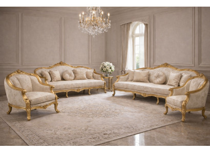 Elegantes Wohnzimmer-Set mit 3+3+1+1-Sitzern im klassischen Stil