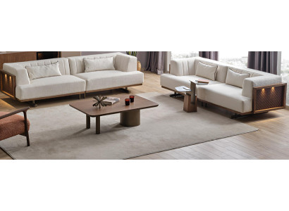 Modernes Wohnzimmer Set 2x Sofa Couchtisch Beistelltisch