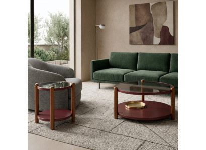 Couchtisch-Set Beistelltisch Mittlerer Tisch Moderner Stil Braun Rot