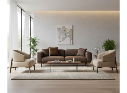 Elegantes Wohnzimmer-Set im modernen Stil: 3+1+1-Sitzer