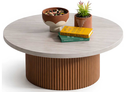 Couchtisch Stil modern Farbe braun grau neu kompakt Wohnzimmer rund