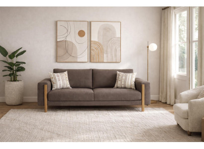 Braunes 3-Sitzer Sofa Designer Polstercouch Wohnzimmer Textilsofa