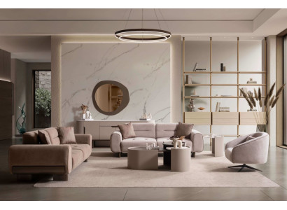Stilvolles Wohnzimmer-Set mit 3+3+1 Sitzern im modernen Design