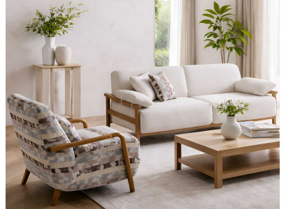 2-Sitzer-Sofa Sessel Stil modern Farbe beige weich Wohnzimmer Stoff