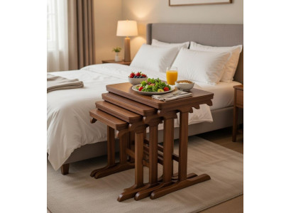 Couchtisch Rechteckig Holzoptik Braun Gestaffelt Platzsparend Neu