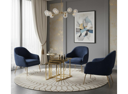 Luxus Tischgruppe Gold Couchtisch Glasoptik Wohnzimmer Fein Dekorativ