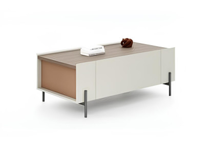 Moderner Eleganter Couchtisch in Weiß aus Holz mit Stauraum Designer Möbel