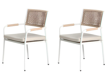 Sessel 2x Sessel Gartenmöbel Garten Sessel Modern Möbel Beige