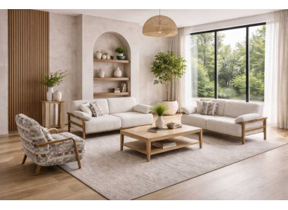 Sofa Sessel Wohnzimmer  Stil modern Farbe beige mehrfarbig weich bequem
