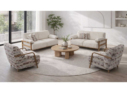 Sofa Sessel Stil modern Farbe beige mehrfarbig weich bequem Wohnzimmer