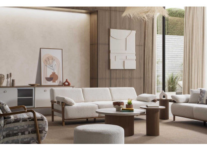 3 Sitzer Sofa Sessel Wohnzimmer Stil modern Farbe beige weich bequem
