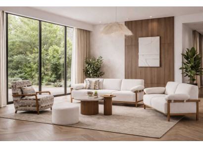 Sofa Sessel Stil modern Farbe beige weich bequem Wohnzimmer geräumig