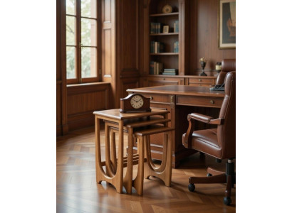 Satztische Holzoptik Braun Büro Lounge Stapelbar Vintage Design