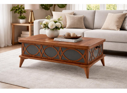 Couchtisch Stil modern Farbe braun quadratisch kompakt Wohnzimmer