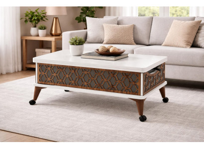 Couchtisch Stil modern Farbe weiß braun quadratisch kompakt Wohnzimmer