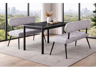 Tisch Bank mit Rückenlehne Esszimmer Stil modern Farbe grau neu bequem
