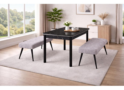 Tisch Bank Esszimmer Stil modern Farbe grau neu weich bequem Quadratisch