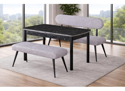 Tisch Bank Bank mit Ruckenlehne Esszimmer Stil modern Farbe grau neu