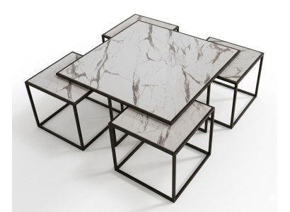 Stilvolles Wohnzimmer-Set mit Couchtisch und 4 Beistelltischen