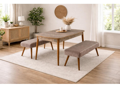 Esstisch Bank Esszimmer Stil modern Farbe braun kompakt Vielseitigkeit