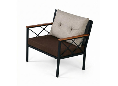 Sessel Stil modern Farbe braun weich bequem Kissen neu Holz vielseitig