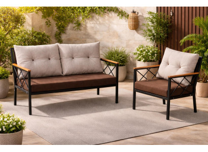 2-Sitzer-Sofa Sessel Wohnzimmer Stil modern Farbe braun weich bequem