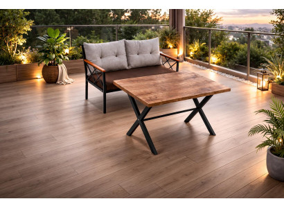 Tisch 2x Sessel Wohnzimmer Stil modern Farbe braun weich bequem neu