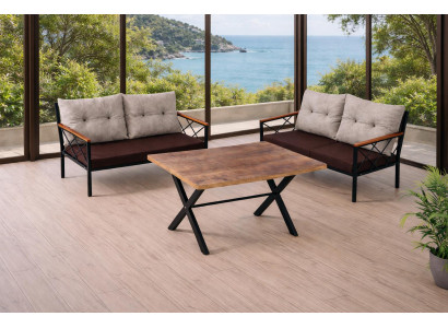 Tisch 2 Sitzer Sofa Wohnzimmer Stil modern Farbe braun weich bequem