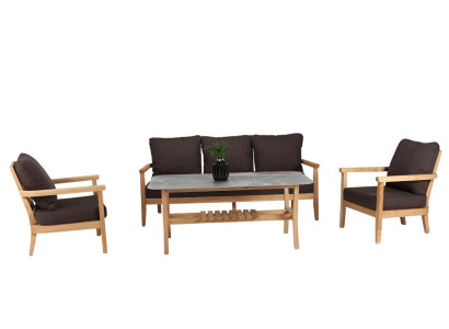 Sofa Set 3-Sitzer Sofa 2x Stuhl Couchtisch Modern Set Luxus Gartenmöbel