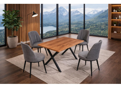 Tisch 4x Stühle Esszimmer Stil modern Farbe grau neu kompakt vielseitig