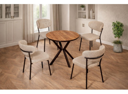 Tisch 4x Stühle Esszimmer Stil modern Farbe braun weich bequem neu