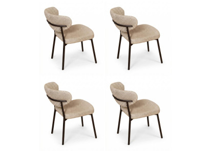 4x Stühle Stil modern Farbe Beige weich bequem neu kompakt vielseitig