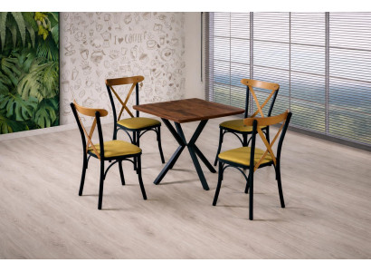 Tisch Stuhl Esszimmer Stil modern Farbe braun neu kompakt quadratisch