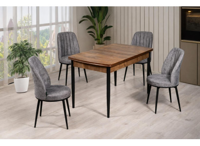 Tisch 4x Stühle Esszimmer Stil modern Farbe braun Holz weich bequem