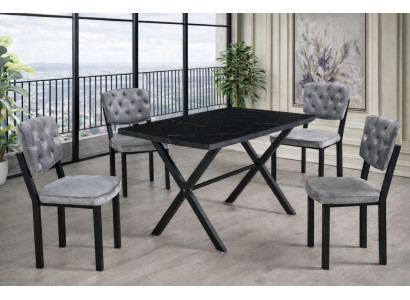 Tisch 4x Stühle Esszimmer Stil modern Farbe schwarz neu rechteckig