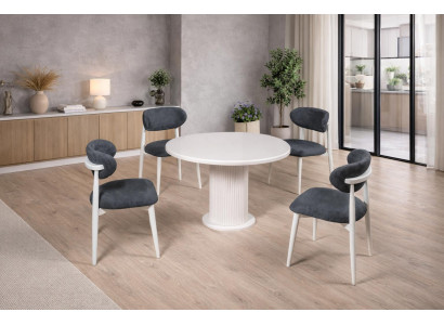 Tisch 4x Stühle Esszimmer Stil modern Farbe schwarz weiß neu weich