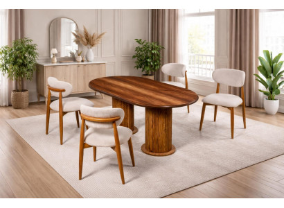 Tisch 4x Stühle Esszimmer Stil modern Farbe braun neu Esszimmer oval