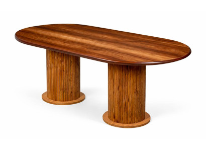 Tisch Stil modern Farbe braun vielseitig neu oval Esszimmer Holz bequem