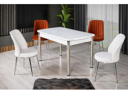 Tisch 4x Stühle Esszimmer Stil modern Farbe Weiß Esszimmer neu rechteckig
