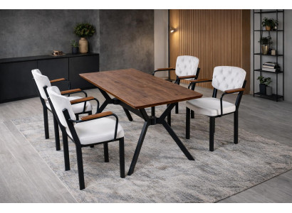 Tisch 4x Stühle Esszimmer Stil modern Farbe braun Esszimmer rechteckig