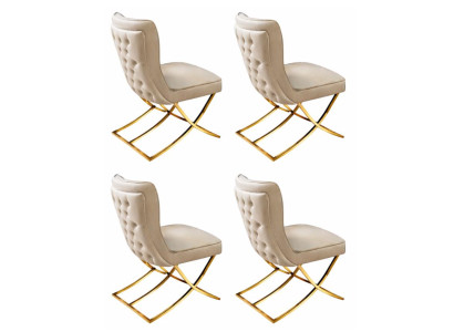 4x Stühle Stil modern Farbe Beige Esszimmer neu weich bequem vielseitig