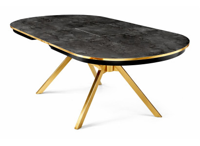 Tisch Stil modern Farbe schwarz neu oval Holz ausziehbar Esszimmer