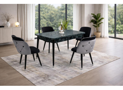 Tisch 4x Stühle Esszimmer Stil modern Farbe schwarz ausziehbar bequem