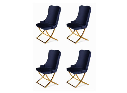 4x Stühle Stil modern Farbe blau bequem weich Stoff Esszimmer neu