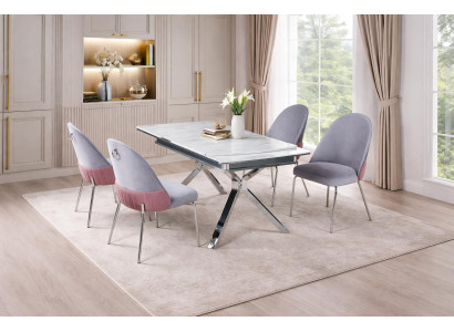 Tisch 4x Stühle Esszimmer Stil modern Farbe weiß bequem neu ausziehbar