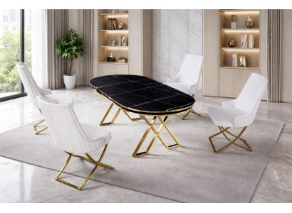 Tisch 4x Stühle Esszimmer Stil modern Farbe schwarz bequem neu Esszimmer