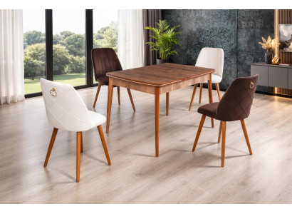Tisch 4x Stühle Esszimmer Stil modern Farbe braun bequem neu komfortabel