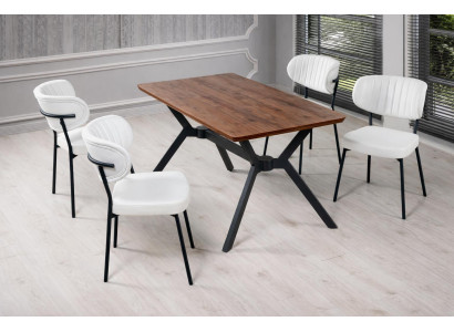 Tisch 4x Stühle Esszimmer Stil modern Farbe braun bequem neu komfortabel