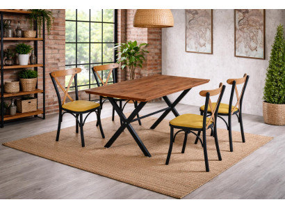 Tisch 4x Stühle Esszimmer Stil modern Farbe braun bequem neu rechteckig